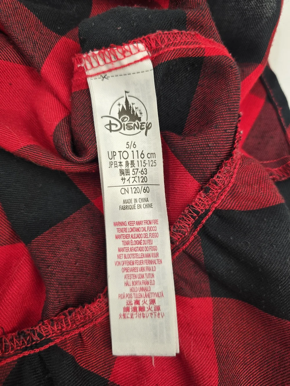 Disney Red and Black Buffalo Plaid Minnie Mouse Girls Nightgown Size 5/6